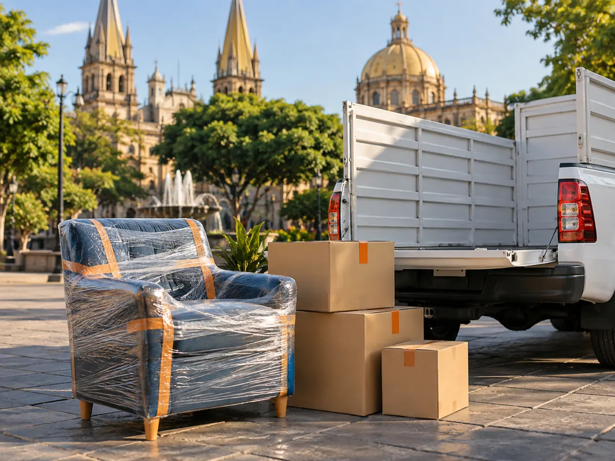 Sillón y cajas listos para un mini flete
